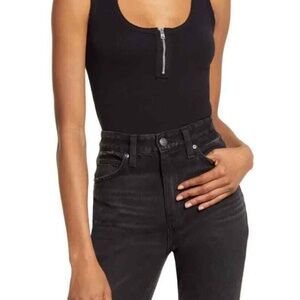 All Saints Alicia Tank Zip Up RibbedBodysuit
